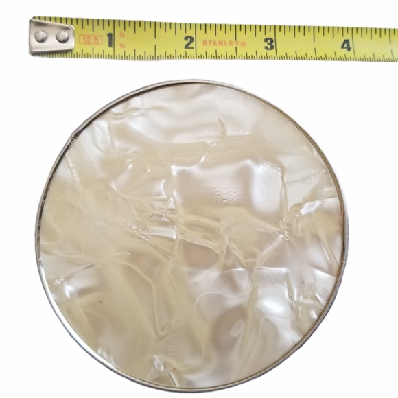 Vintage Compact Mirror Gold Tone Mother of Pearl - Picture 15 of 16